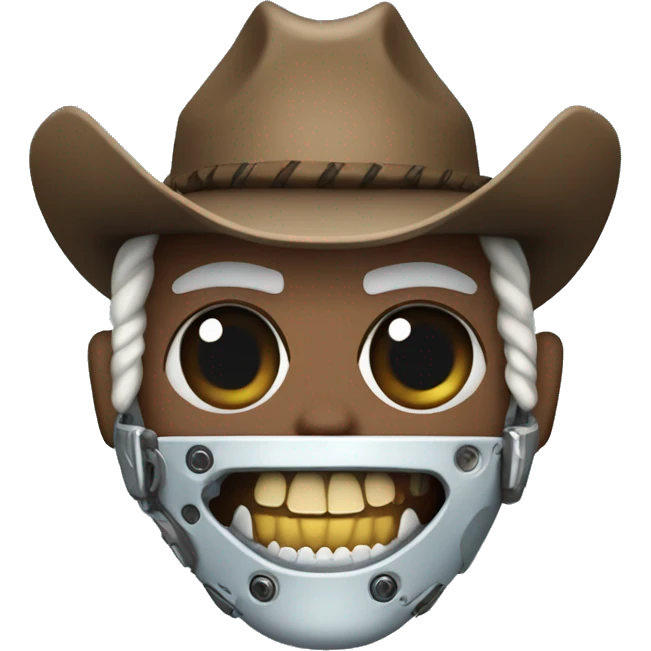 Cyborg cowboy with shark teeth emoji