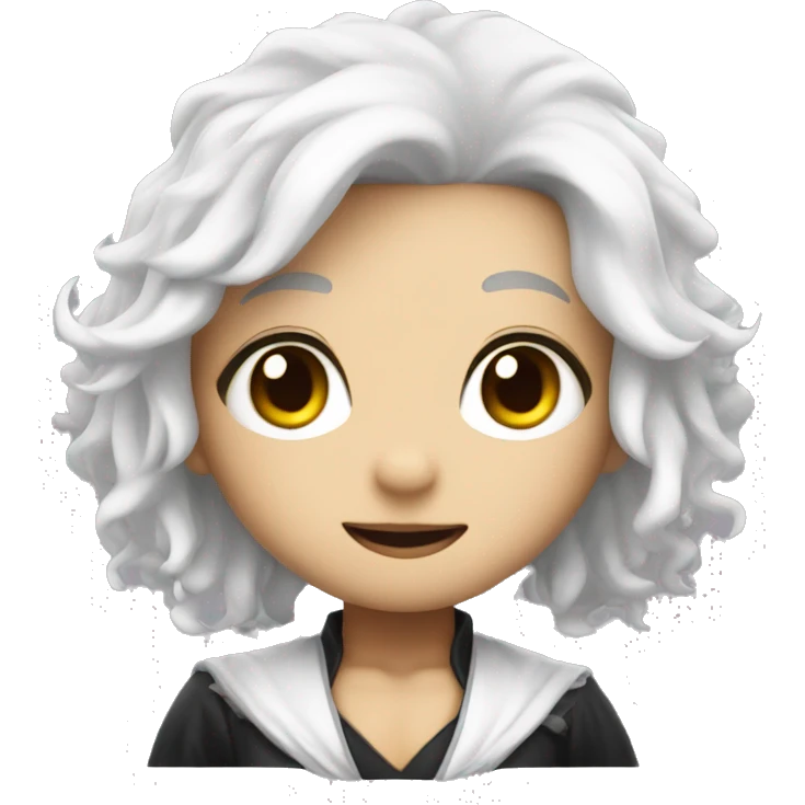 chibi ai character with white hair in a halloween costume emoji