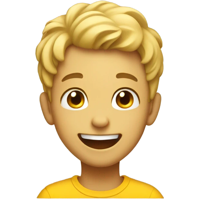 a boy in a yellow shirt laughing emoji