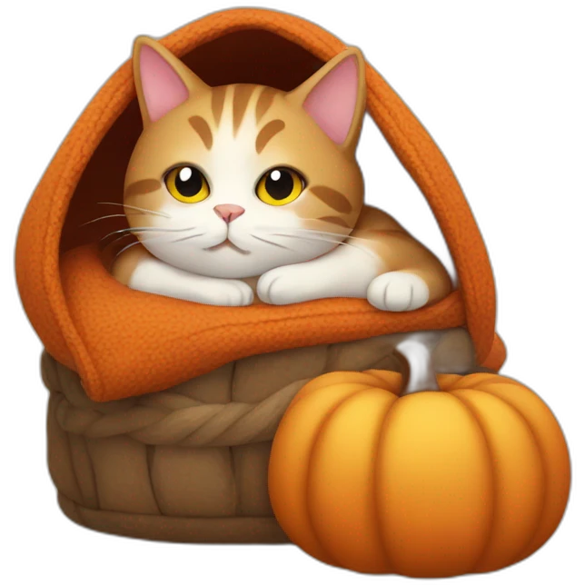 Cozy autumn cat emoji