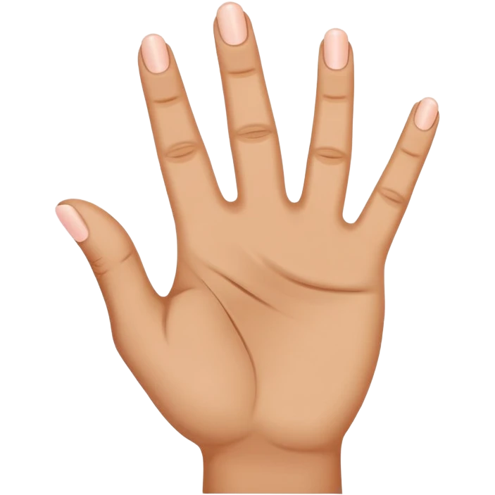 right hand palm waving with middle, ring and pinky fingers together. The pointer fingers and thumb  are separate emoji