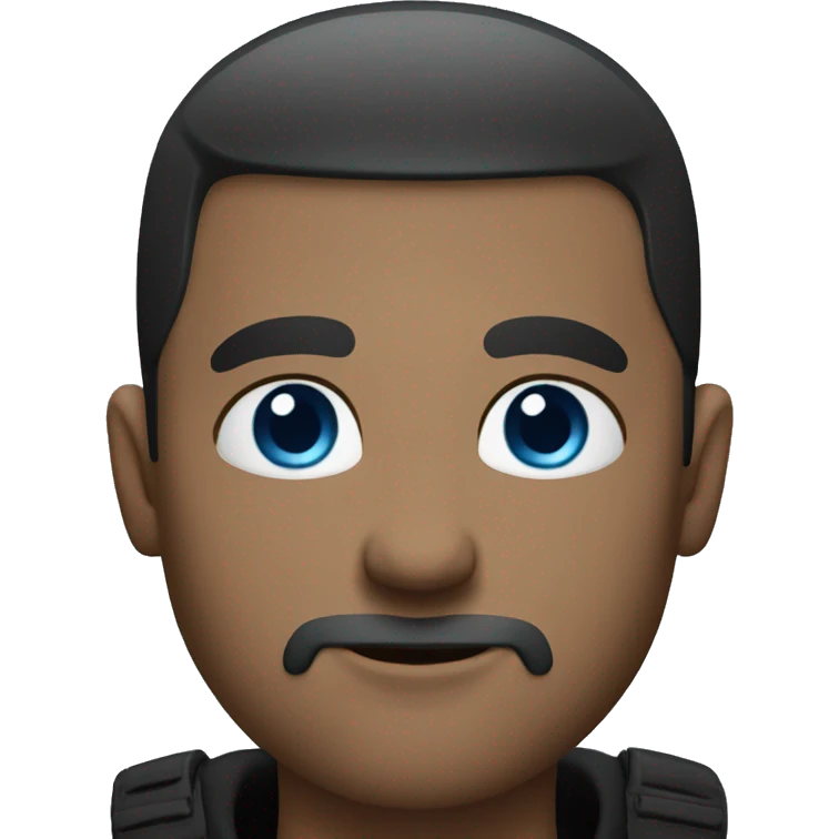 bald guy with blue eyes and stubble. black clothes emoji