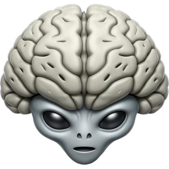 alien, brain emoji