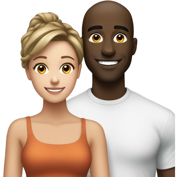 black man grinning at white girl emoji