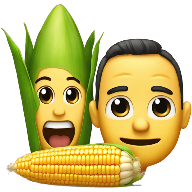 Corn as mom dad and baby emoji
