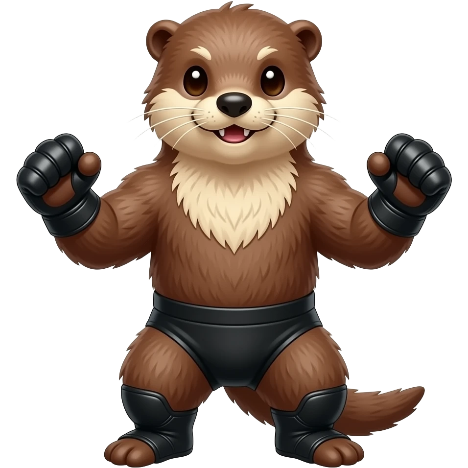 otter with gloves  in wrestling stage emoji
