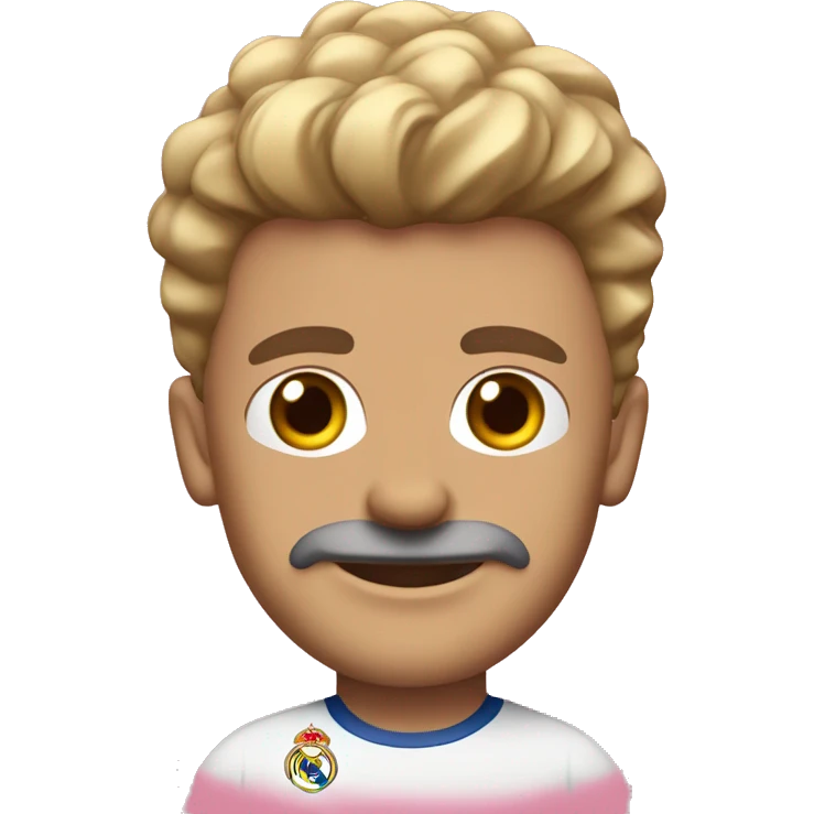 Creame un emoji de un hombre con un burst fade rosa con la camisa del real madrid emoji