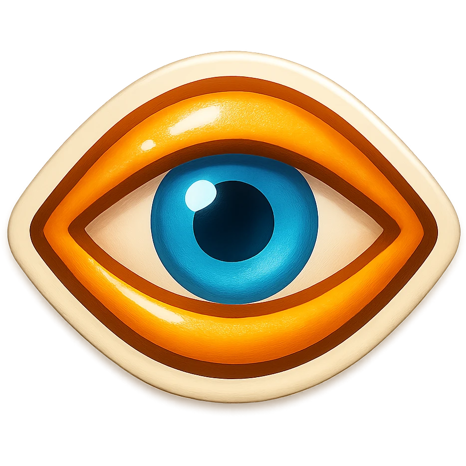 cartoon style sticker of a single eye symbol, simple and clear, no text emoji