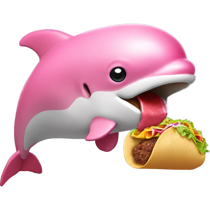 pink dolphin eating a taco emoji