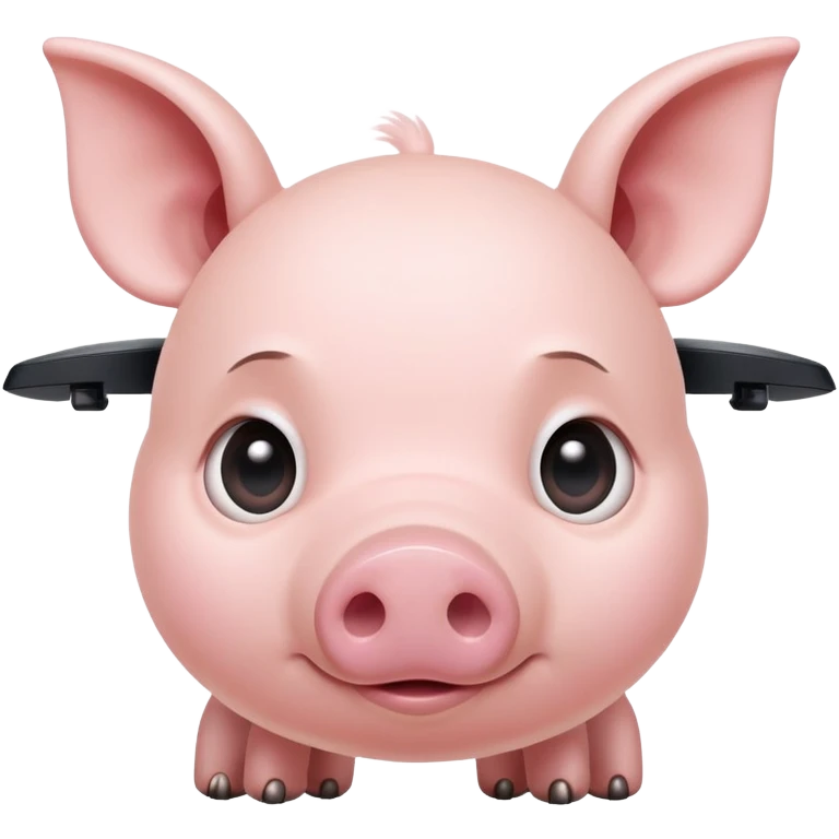 The piglet is very afraid of the drone emoji