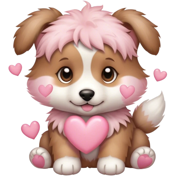 Puppy with light pink hearts around it emoji