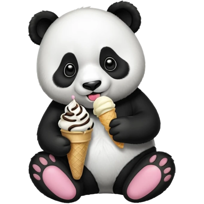 Panda eating ice cream emoji