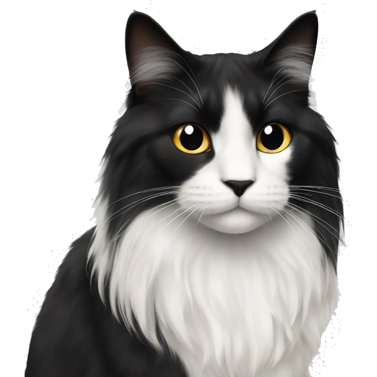 half Black and half white long hair cat with black muzzle emoji