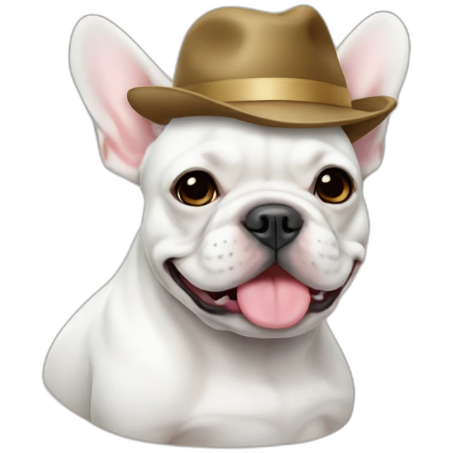white FRENCH BULLDOG with on hat emoji