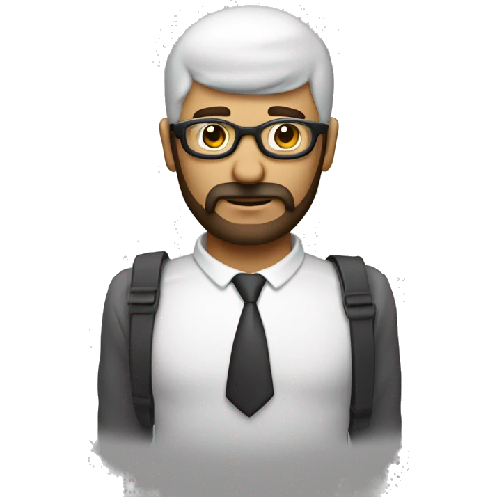 un hombre calvo con lentes de aumento y barba de candado emoji