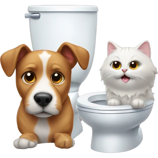 dog and cat with toilet emoji