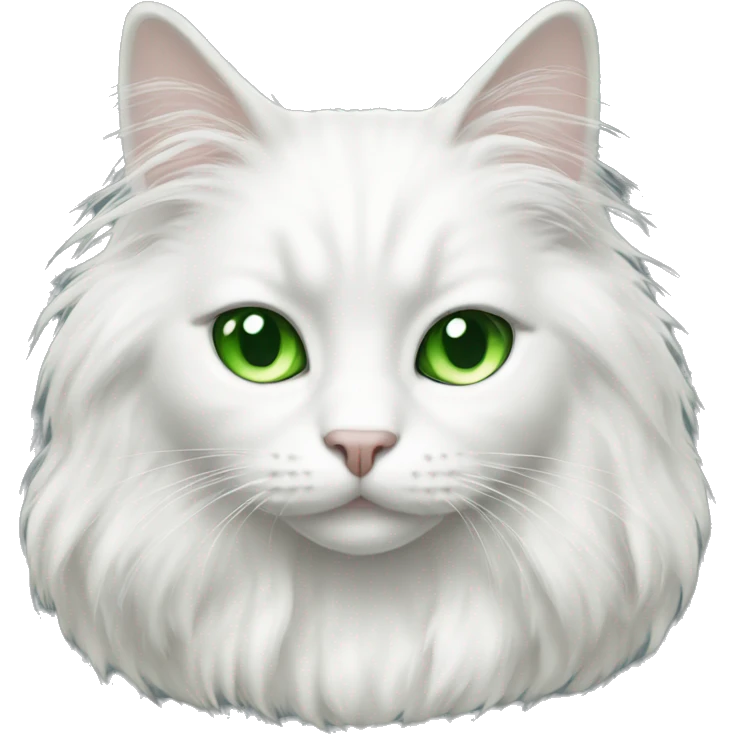long haired white cat with green eyes emoji