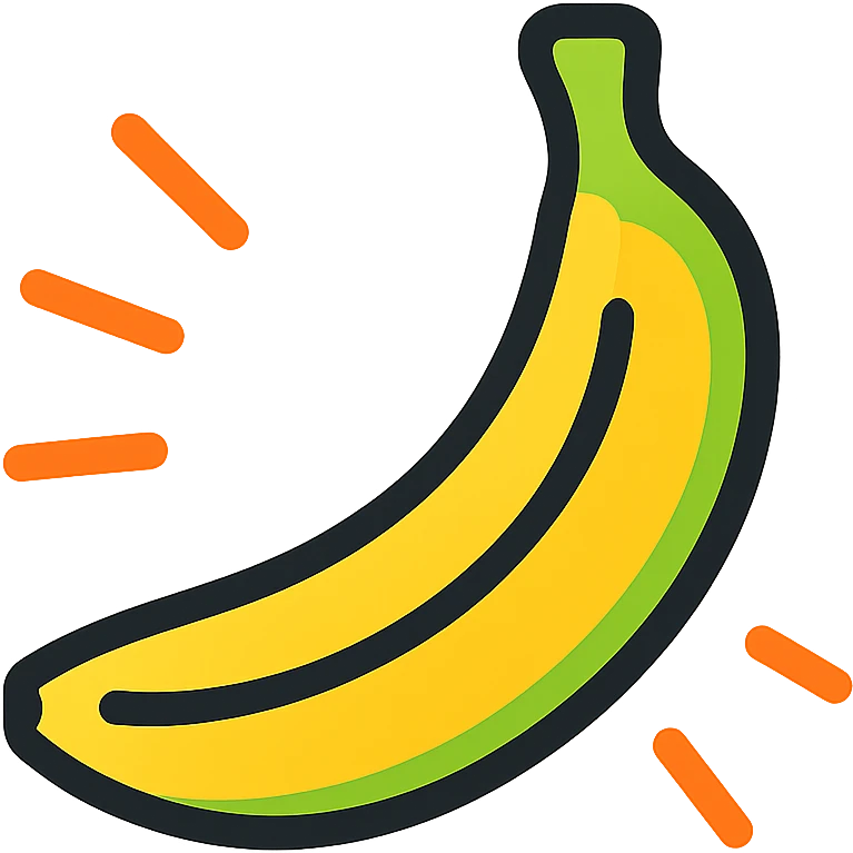 glowing banana with green and orange neon outlines emoji