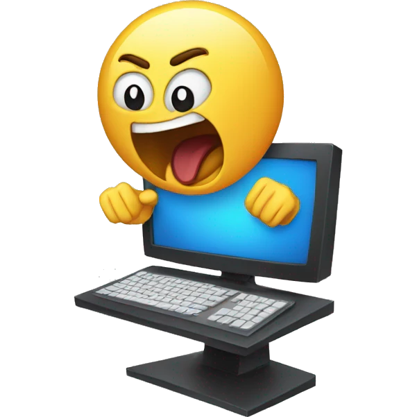 yelling at computer emoji