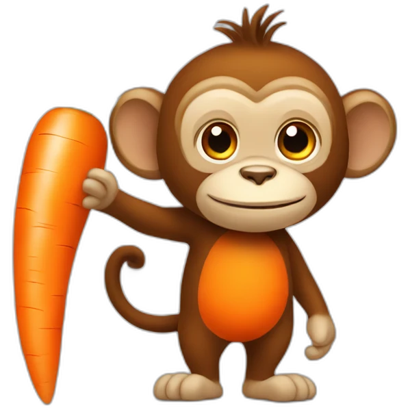 Beautiful carrot shaped monkey emoji