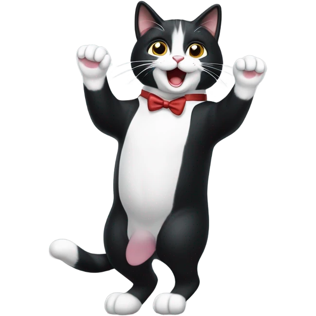 Tuxedo cat dancing emoji