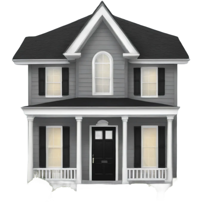 Grey 2 story house white trim black front door emoji