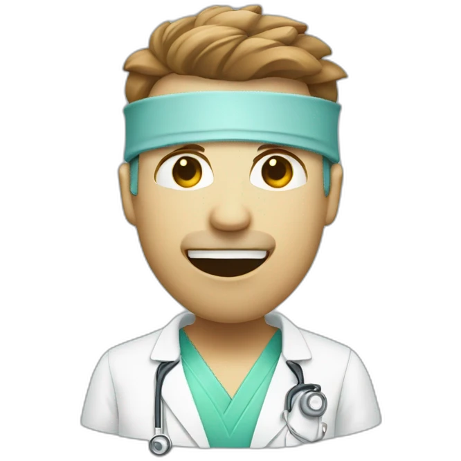 Ent surgeon with headlight and tongue depressor  emoji