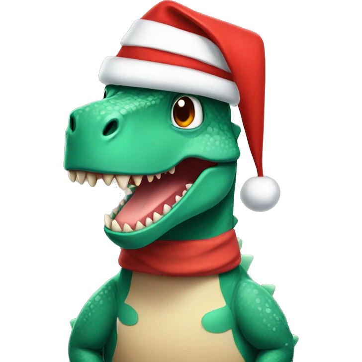 A dinosaur wearing a Santa hat  emoji