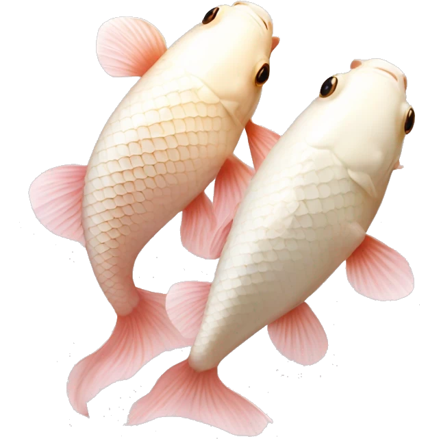 ivory and pale pink koi fish swimming together (realistic)  emoji