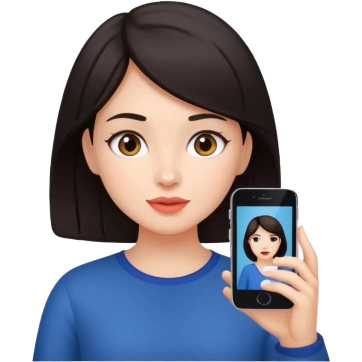 quiero crear una chica con una movil como si estuviese grabando vlog con el pelo oscuro  emoji
