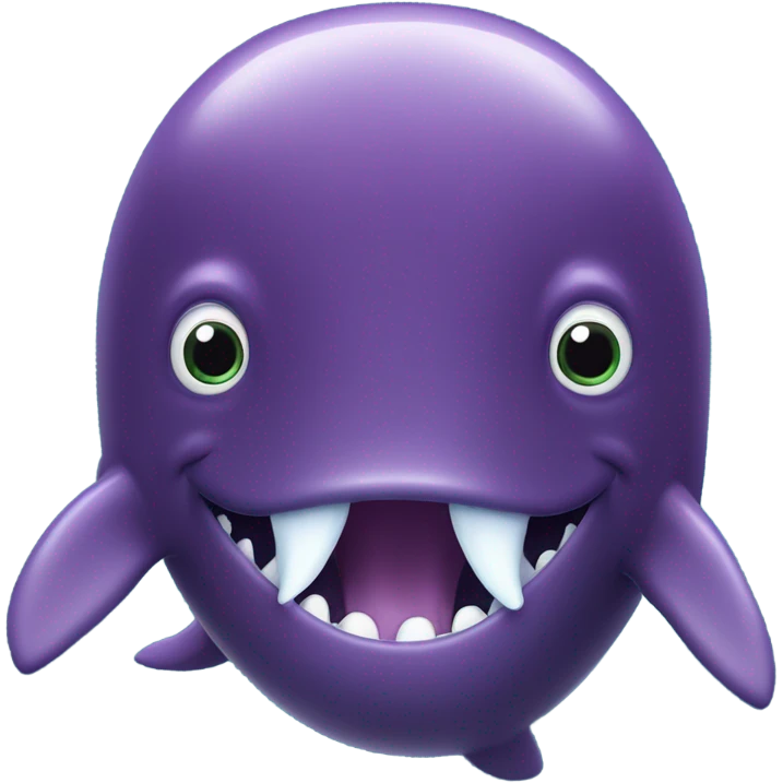 purple sperm whale swimming towards with open mouth emoji