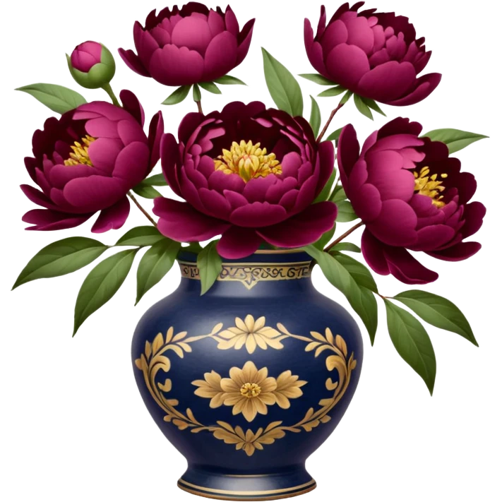 burgundy peonies in a vintage vase emoji