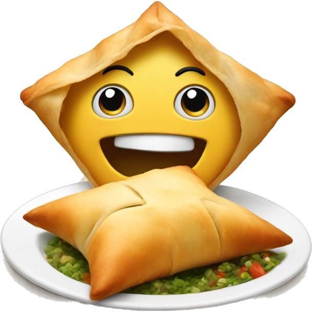 Happy face eating samosa emoji