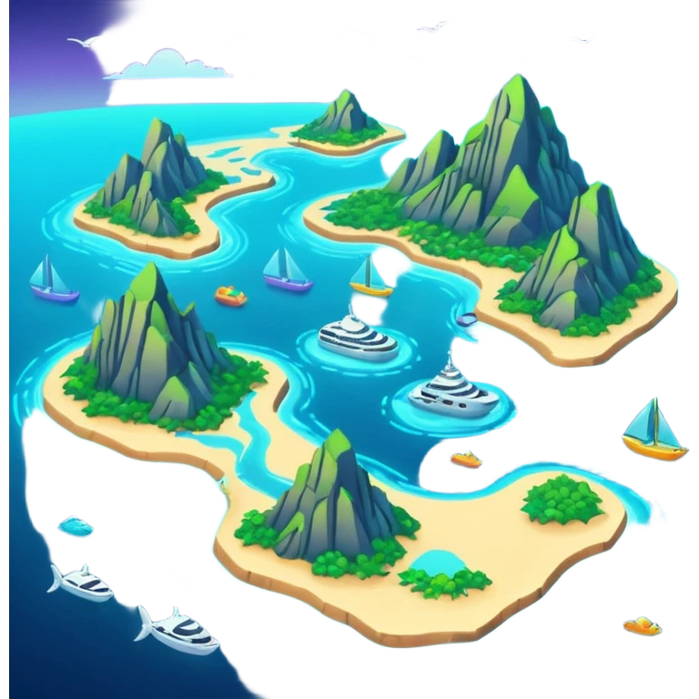 futuristic sea map with islands and a route  emoji