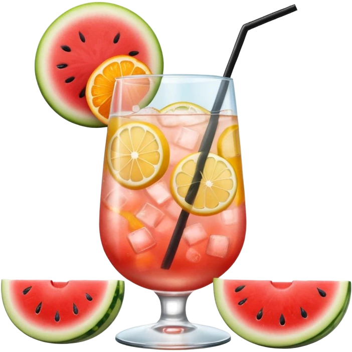 summer cocktail with lemon, watermelon, orange emoji
