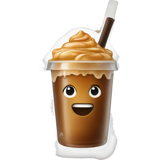 An iced coffee with caramel emoji