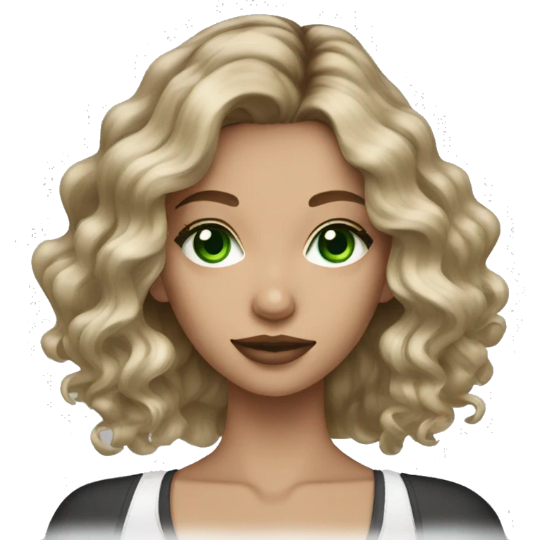 dark blonde balayage girl green eyes emoji
