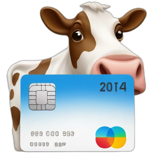 Credit card with cow emoji