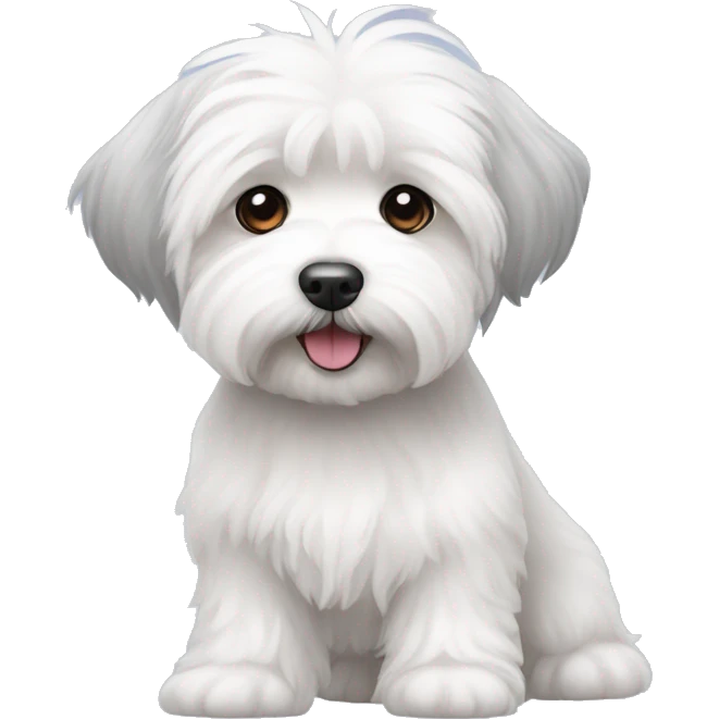 A white bichon havanese with grey ears emoji