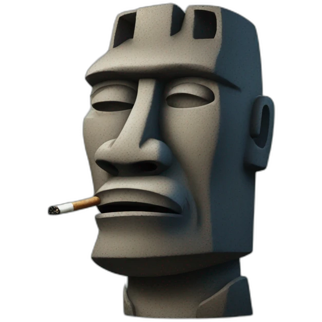 a moai head smoking emoji