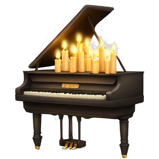 vintage piano with melted candles on top emoji
