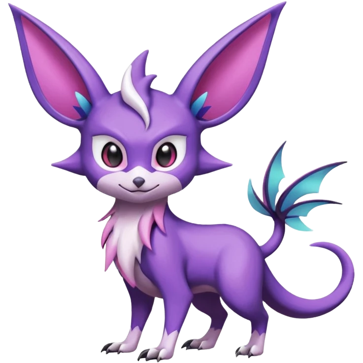 Shiny Cute Noibat-Noivern-Espeon-Silvally-Fakémon-hybrid-creature (full body)  emoji