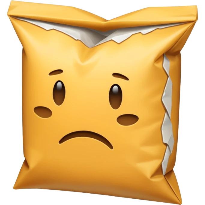 Generate a realistic emoji-style icon of the a package which is empty and air is coming out of it. it seems like the package is not well packed emoji