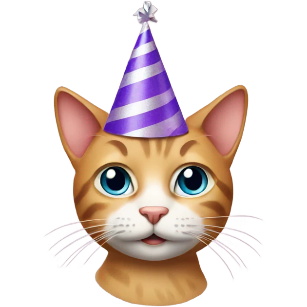 Cat wearing a birthday cap emoji
