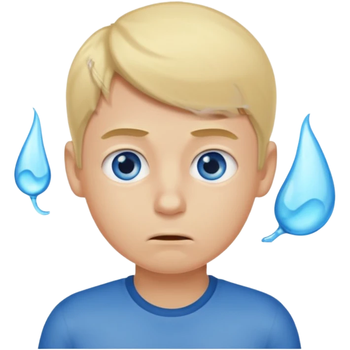 boy with an unpleasant body odor, blond and blue eyes. emoji