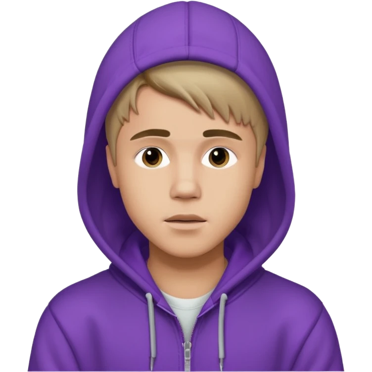 justin bieber, wear purple hoodie emoji