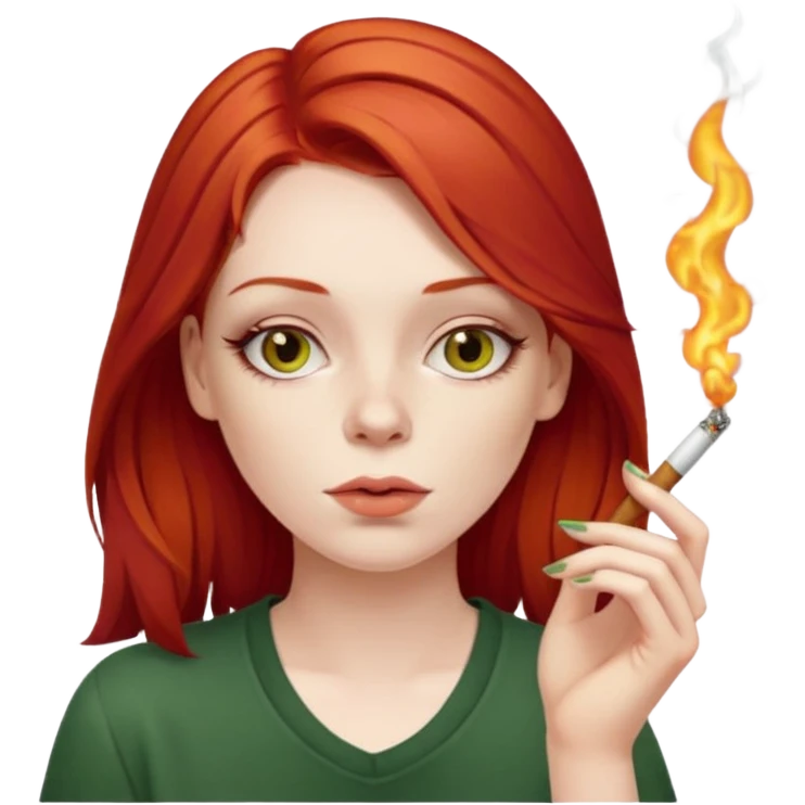 red hair alt girl smoking a joint emoji