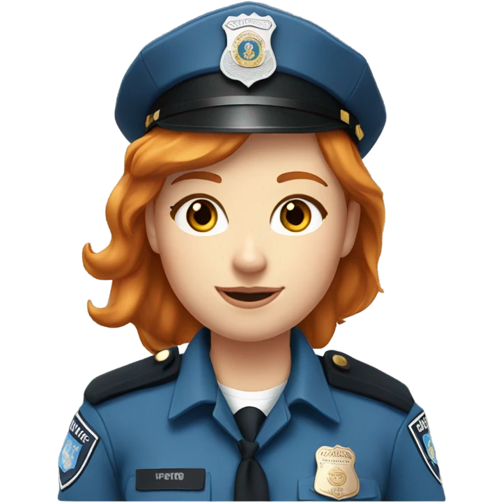 face of ginger girl police officer teen cute blue uniform  policia badge brown eyes emoji