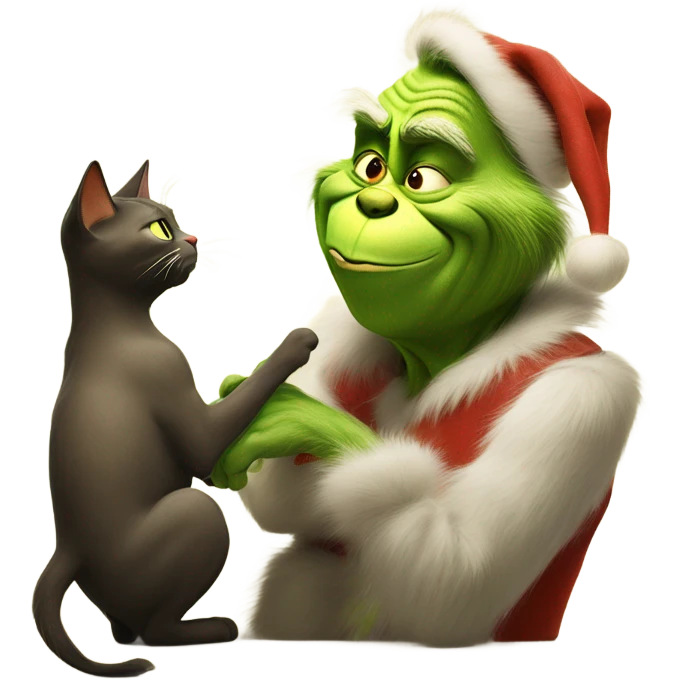 the grinch petting a cat emoji
