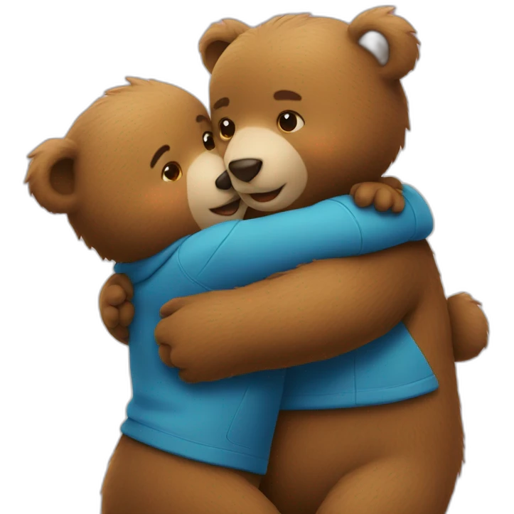 two bear cubs hugging each other emoji